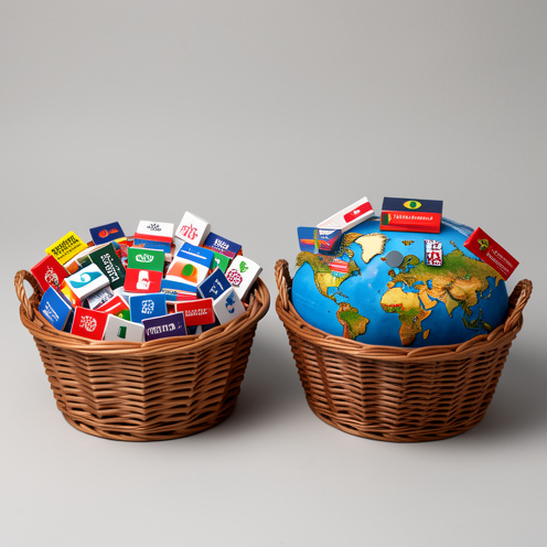 Deux compositions visuelles côte à côte illustrant la différence entre un indice de marchés développés et un indice mondial incluant aussi les marchés émergents.
